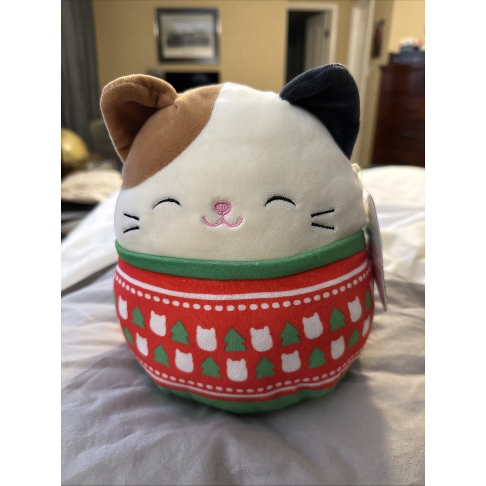 Squishmallow 8" Plush CAM The Calico Cat In Christmas Holiday Sweater 2022 (Abby